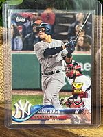 Front of Aaron Judge Topps Opening Day card in sleeve