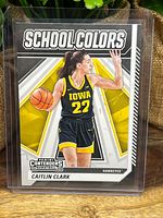 Front of Panini Contenders School Colors Caitlin Clark card in sleeve
