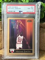 Front of PSA-slabbed 1990 SkyBox Michael Jordan card showing grade label