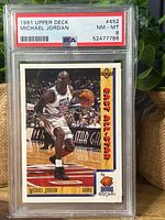 Front of PSA-slabbed 1991 Upper Deck Michael Jordan East All-Star card showing grade label PSA 8
