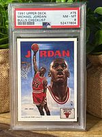 Front of PSA-slabbed 1991 Upper Deck Michael Jordan checklist card