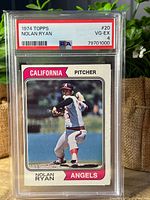 Front of PSA-slabbed 1974 Topps Nolan Ryan card showing grade label and card image