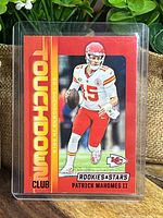 Front of Panini Touchdown Club Patrick Mahomes II card in sleeve