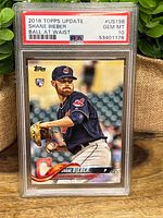 Front of PSA-slabbed Shane Bieber 2018 Topps Update rookie card showing grade label