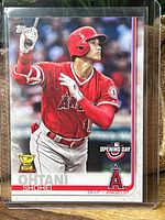 Front of Shohei Ohtani Topps Opening Day card in sleeve
