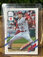 Front of Shohei Ohtani Topps Japan Edition card in protective sleeve
