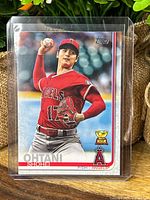 Front of Shohei Ohtani Rookie Cup Topps card in holder