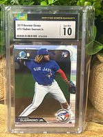 Front of CSG-slabbed 2019 Bowman Chrome Vladimir Guerrero Jr rookie card showing player image and Gem Mint 10 grade label