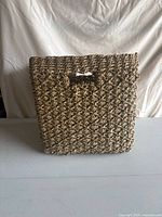 Front view of square woven basket