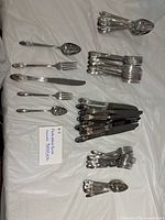 All 60 pieces of Community/Oneida silverplate flatware arranged by type