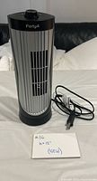 Front view of Forty4 tower fan with power cord
