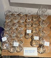 Overhead view showing all 33 glasses sorted by type with count cards