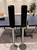 Front view of both B&W VM1 speakers on stands