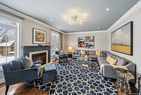 Rug in living room setting showing overall placement and pattern