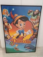 Front view of framed Pinocchio poster