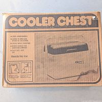 Front of original box showing Cooler Chest branding