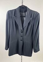 Full front view of blazer on hanger