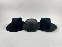 Front view of all three hats side by side