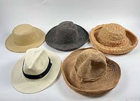 Group shot of all five hats