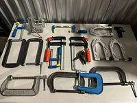 overview of all clamps laid out on table