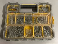 Front view of DeWalt organizer showing clear lid and contents