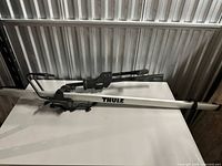 Full view of Thule aluminum bike carrier on table