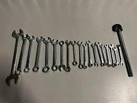 All wrenches and socket handle displayed