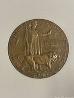 Front view of bronze WWI memorial plaque