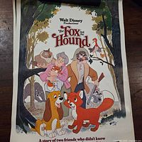 The Fox and the Hound poster showing artwork, folds visible