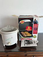 Slow cooker, George Foreman grill box, manual