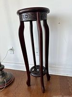 Full view of solid wood Chinese style plant stand