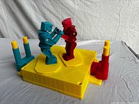 Overall view of Rock 'Em Sock 'Em Robots set showing both robots and platform