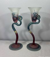 Both goblets front view showing design and stems