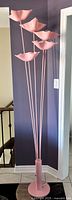 full view of pink five-tulip floor lamp