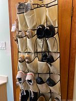 Full view of over-the-door organizer with shoes