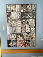 Full view of framed Firenze • Michelangelo collage poster on wall