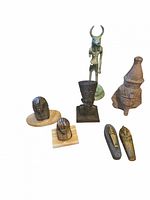 All eight Egyptian souvenir items grouped