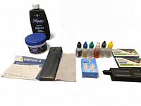 Full group shot of all testing and cleaning items