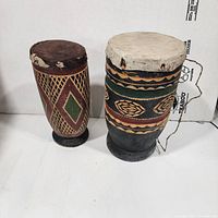 Two handmade African style drums side by side