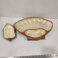 Top view showing both trays, size comparison with ruler