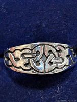 Front view of ring showing Celtic knot design