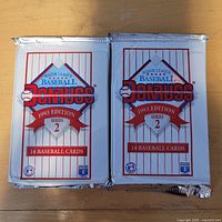 Front view of two sealed 1993 Donruss Series 2 baseball card packs