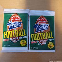 Front view of two sealed 1990 Fleer NFL Football Premiere Edition packs