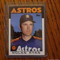 Front of 1986 Topps Nolan Ryan #100 card in plastic holder
