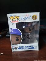 Front view of boxed Funko Pop! Jackie Robinson #42 in protector