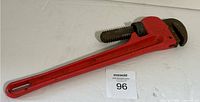 Full view of 18" Benchmark red pipe wrench