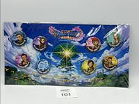 Front view showing all eight pins on backing card in sealed plastic