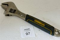 Full view of 15" MasterCraft adjustable wrench with lot number