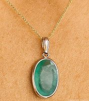 Pendant on neck form showing chain for scale