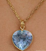 Pendant on chain displayed on model showing scale and color